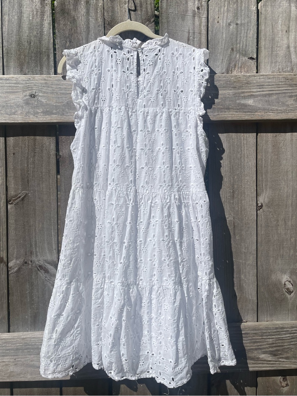 Mud Pie White Eyelet Tiered Mini Dress Sz M - Picture 7 of 10